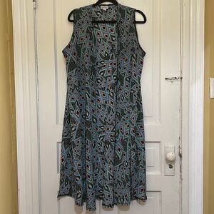 LuLaRoe Women's Joy Duster Kimono Sleeveless Vest Geometric Shapes Large